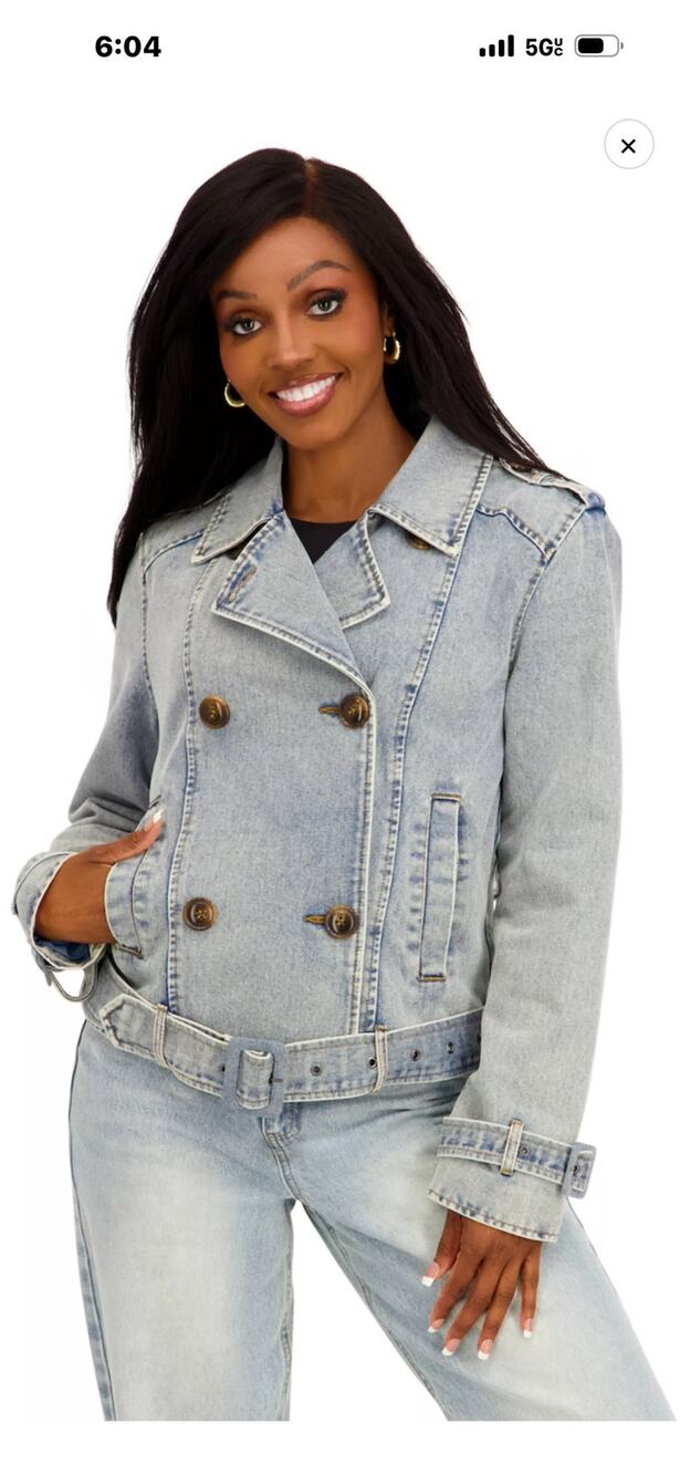 Steve Madden Denim Cropped Trench Jacket – NWOT XL